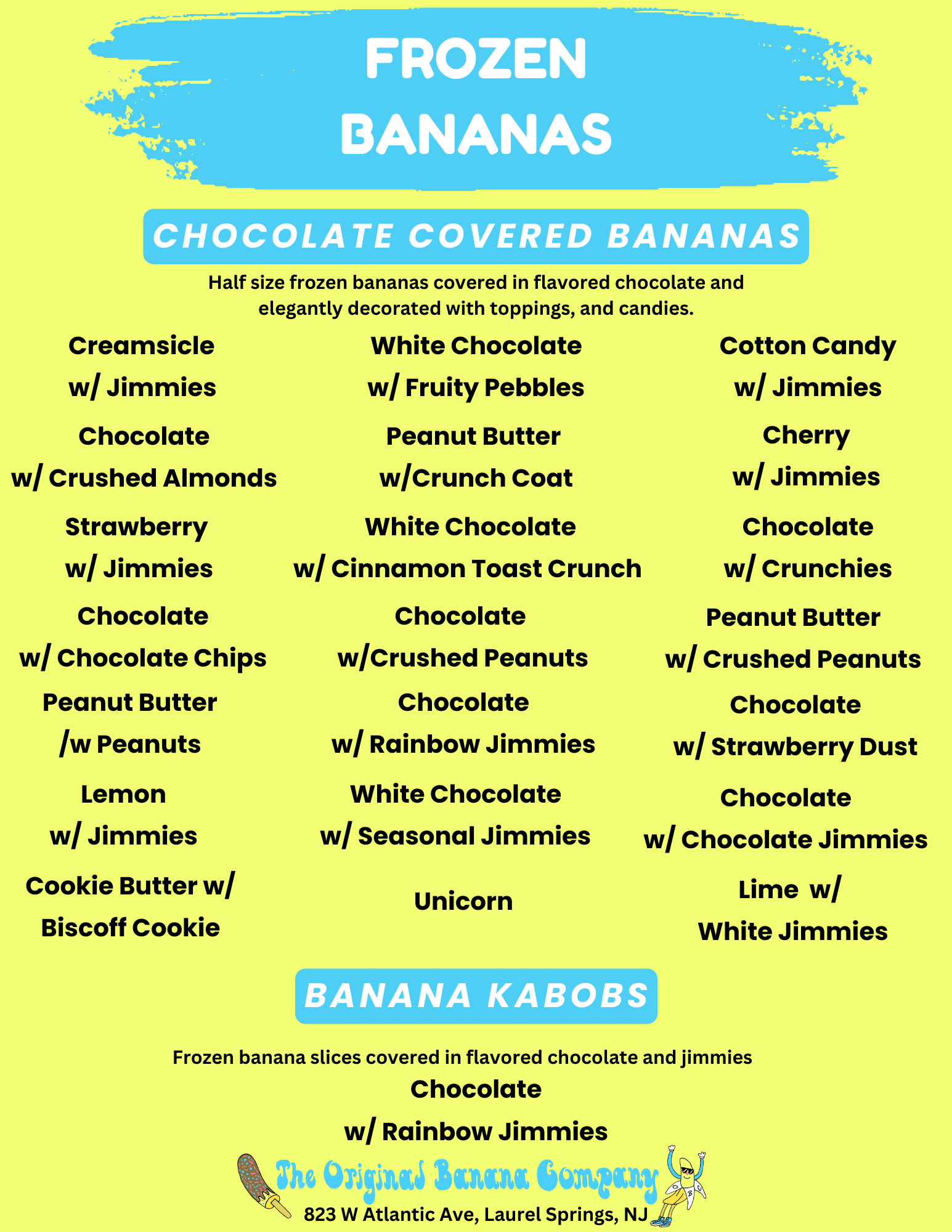 Menu | The Original Banana Company